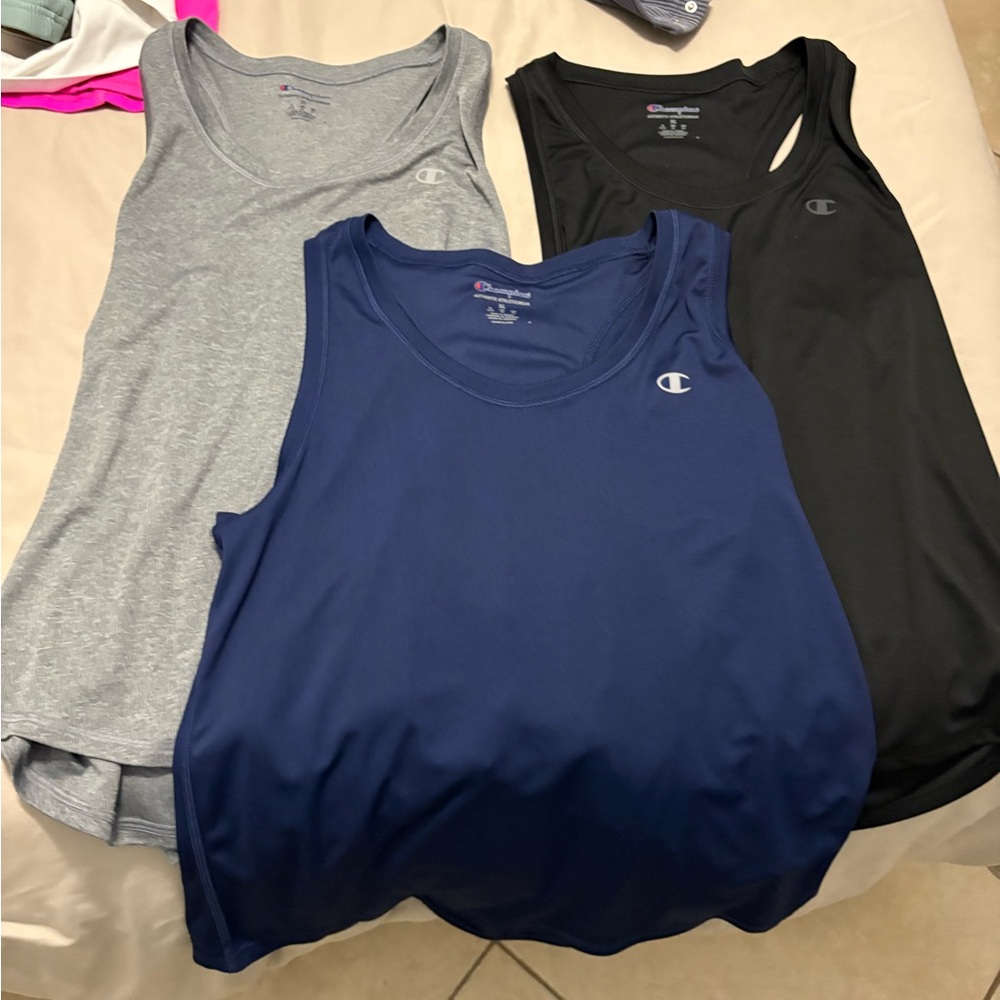 Champion Women's Tank Tops - Black, Gray, and Blue